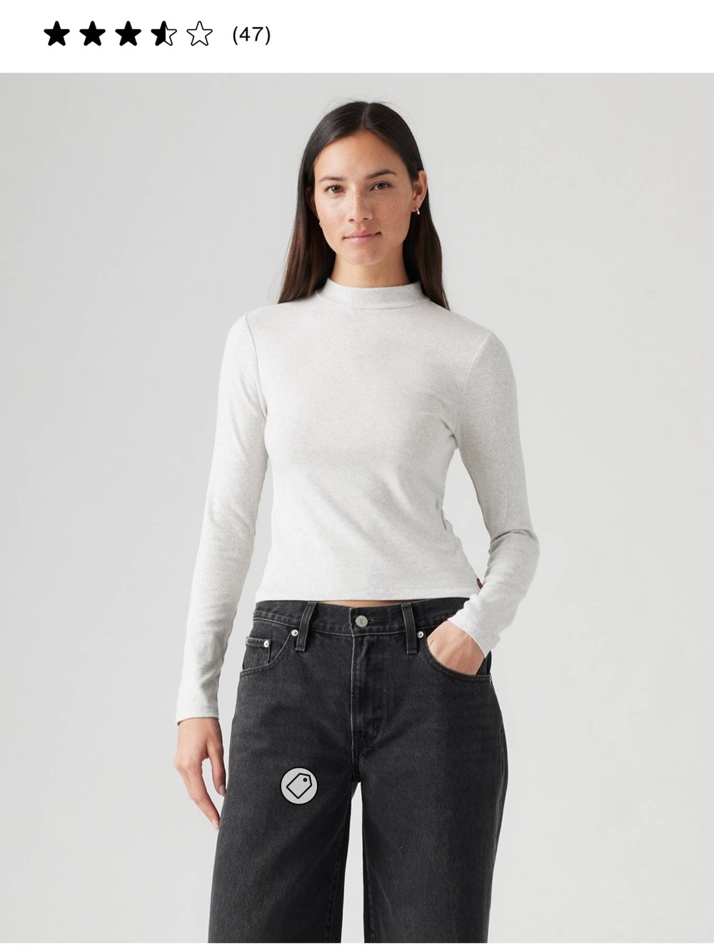 Levi's Light Gray Mock Neck Long Sleeve Top